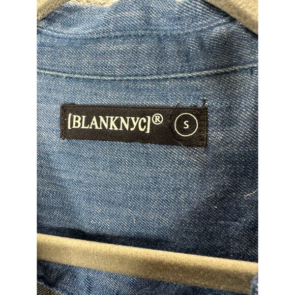 Blank NYC Medium Blue Denim Short Sleeve Pocket Jean Shirt Dress S - Picture 7 of 14